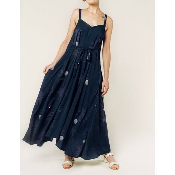 NWT Veda "Tropical" Long Flowing Nirvana Maxi Dark Cottagecore Dress Women's M - Picture 1 of 13